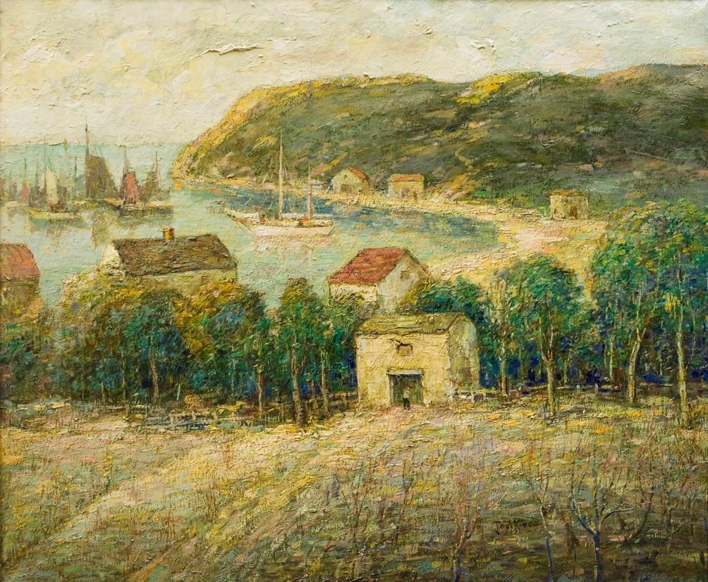 Antique Oil Painting | Spanish Harbor Scene by Paul King | 31.5" x 36.5"-Oil Painting-Sterling-and-Burke