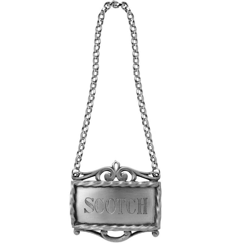 Decanter Label | Scotch | Pewter | Salisbury Pewter | Engraved | Handmade in USA-Barware-Sterling-and-Burke