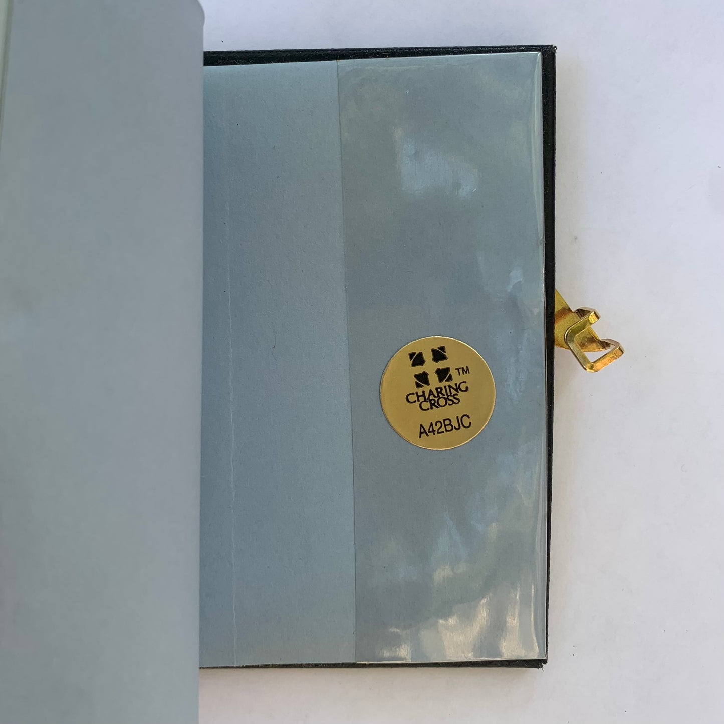 Address Book with Pencil, Gold Clasp, Gold Corners, Buffalo Embossed Calf Leather 4 by 2.5 Inch