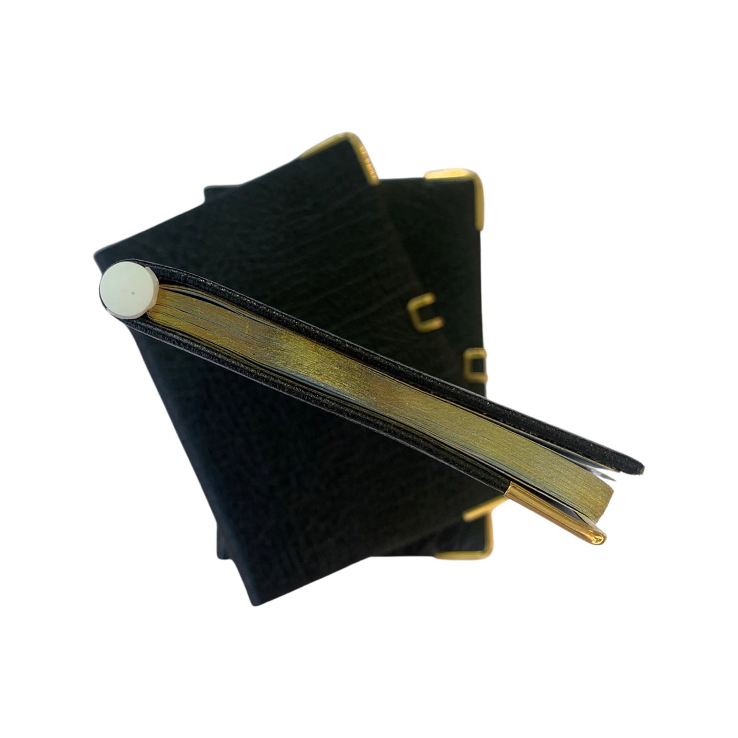 Address Book with Pencil, Gold Clasp, Gold Corners, Buffalo Embossed Calf Leather 4 by 2.5 Inch