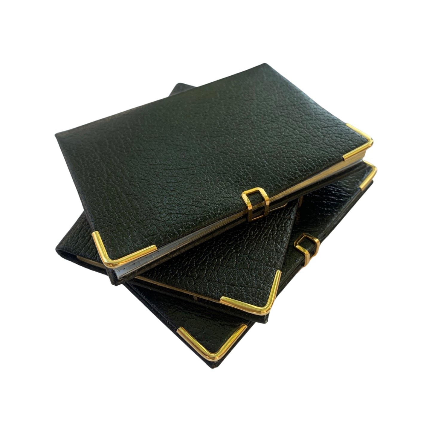 Address Book with Pencil, Gold Clasp, Gold Corners, Buffalo Embossed Calf Leather 4 by 2.5 Inch
