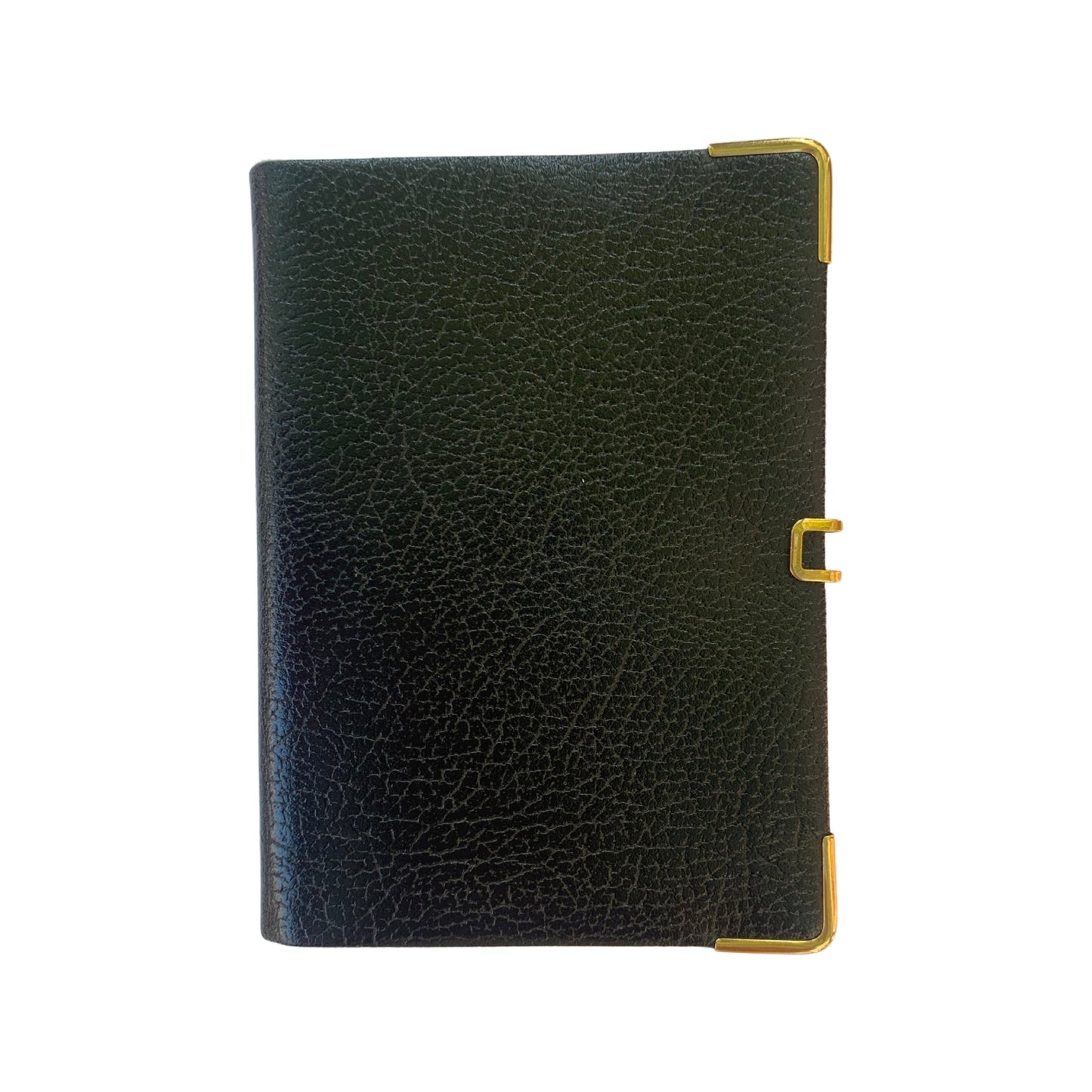 Address Book with Pencil, Gold Clasp, Gold Corners, Buffalo Embossed Calf Leather 4 by 2.5 Inch
