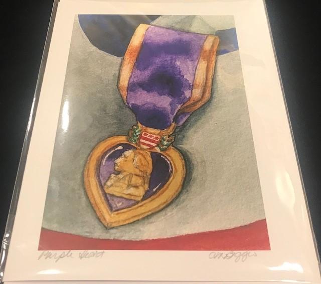 Purple Heart | Print Card by Carole Moore Biggio | 5" x 7"-Greeting Cards-Sterling-and-Burke
