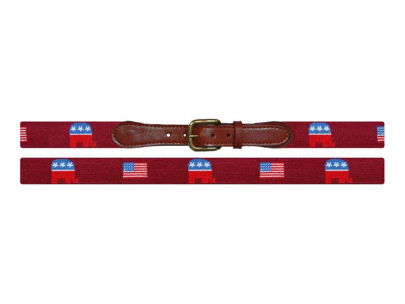 Needlepoint Collection | Republican Needlepoint Belt | Garnet | Smathers and Branson-Belt-Sterling-and-Burke