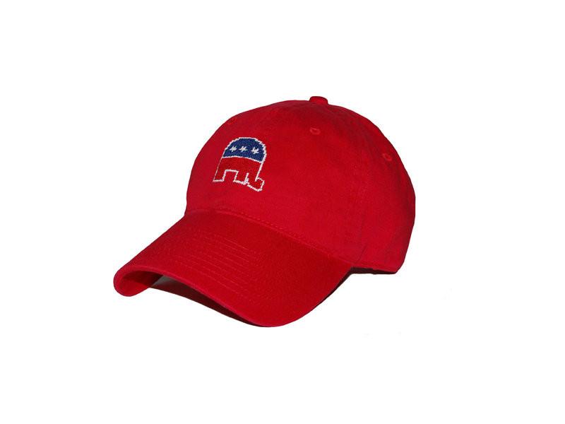 Needlepoint Collection | Republican Needlepoint Hat | Republican Ball Cap | Red | Smathers and Branson-Hat-Sterling-and-Burke