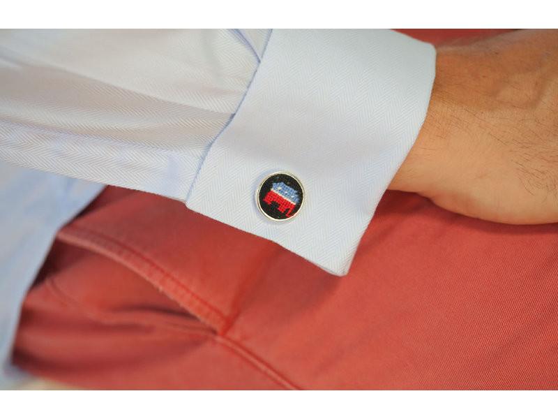 Needlepoint Collection | Republican Needlepoint Cufflinks | Smathers and Branson-Cufflinks-Sterling-and-Burke