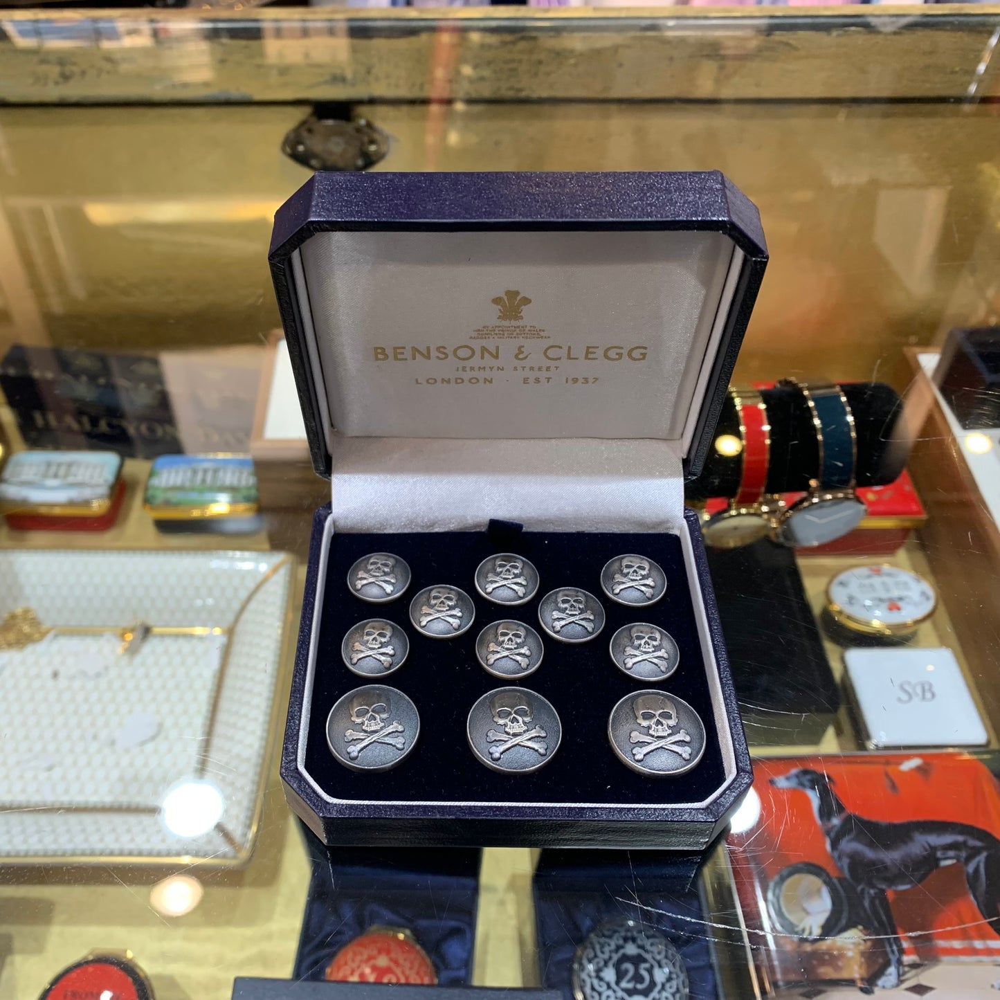 Skull and Cross Bones Blazer Buttons | Antique Silver Plated Blazer Buttons | Made in England | Benson and Clegg, London
