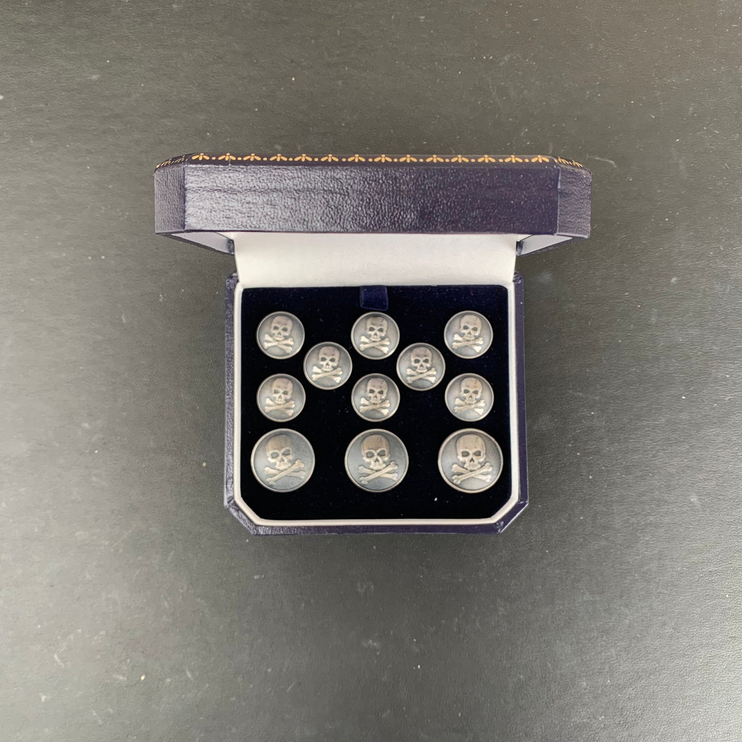 Skull and Cross Bones Blazer Buttons | Antique Silver Plated Blazer Buttons | Made in England | Benson and Clegg, London