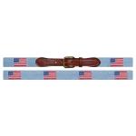 Needlepoint Collection | American Flag Needlepoint Belt | USA Flag Belt | Light Blue | Antique Blue | Smathers and Branson-Belt-Sterling-and-Burke