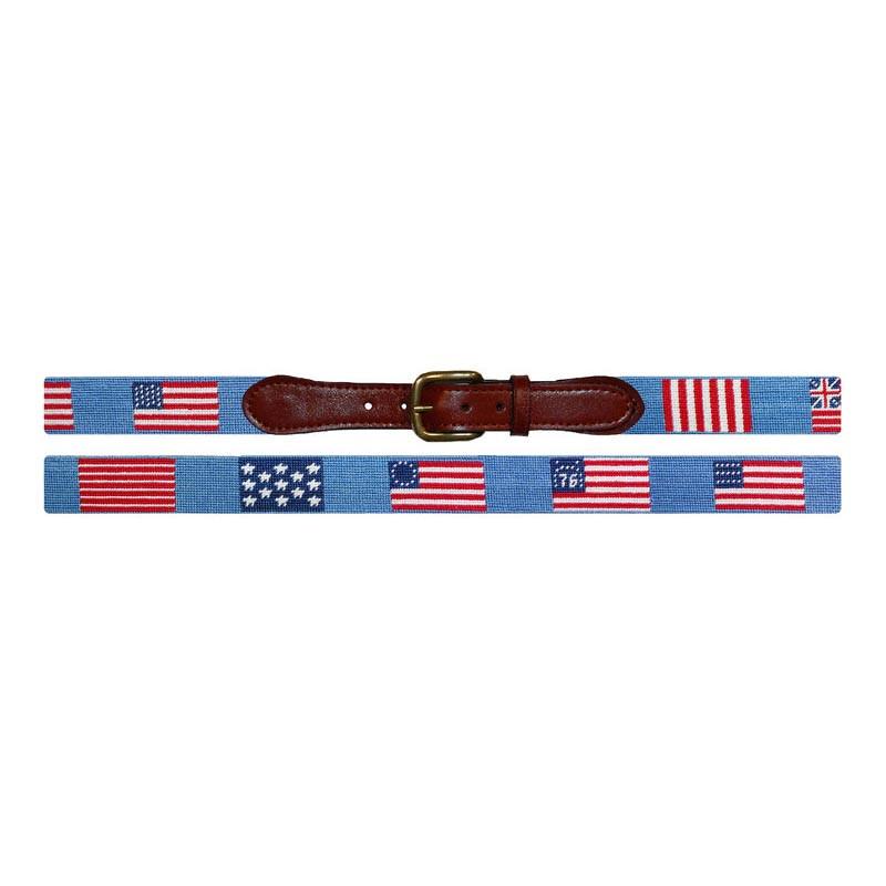 Needlepoint Collection | Vintage American Flags Needlepoint Belt | Flags of our Fathers | USA Flag Needlepoint Belt | Smathers and Branson-Belt-Sterling-and-Burke