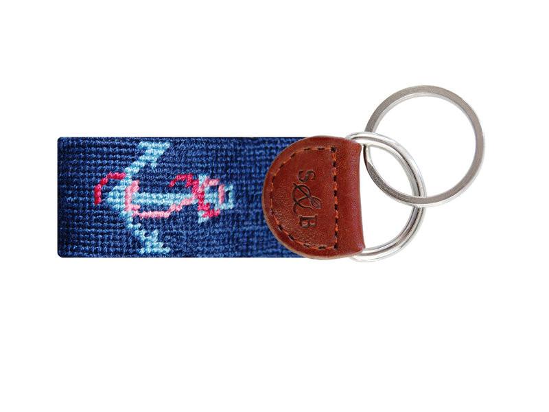 Needlepoint Collection | Delta Gamma Needlepoint Key Fob | Blue and Pink | Smathers and Branson-Key Fob-Sterling-and-Burke