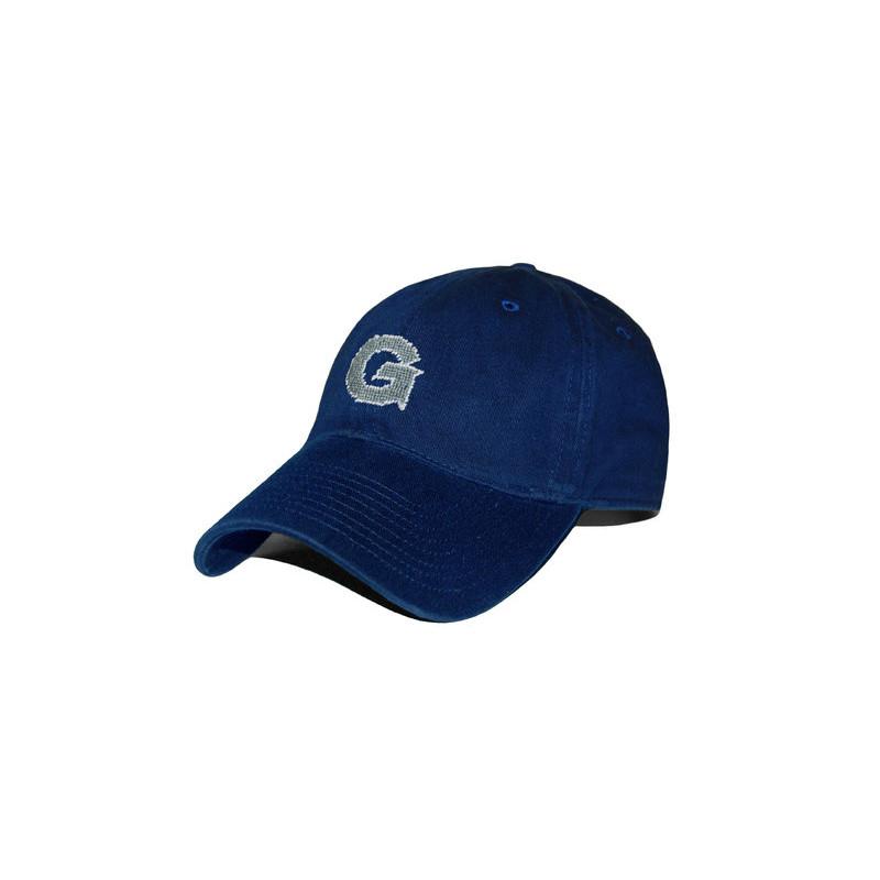 Needlepoint Collection | Georgetown University Needlepoint Hat | Hoya Ball Cap | Blue and Grey | Smathers and Branson-Hat-Sterling-and-Burke