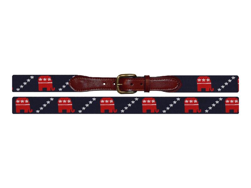 Needlepoint Collection | Republican Needlepoint Belt | Midnight Navy | Smathers and Branson-Belt-Sterling-and-Burke