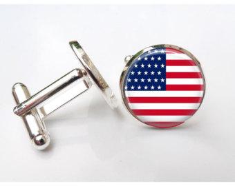 Stars and Stripes Cufflinks | Round American Flag Cuff Links | USA Flag Cufflinks-Cufflinks-Sterling-and-Burke