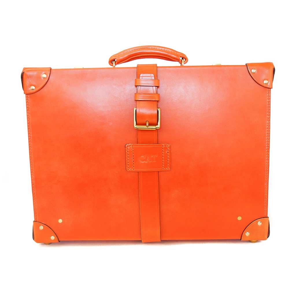 Leather Trunk Suitcase | 18 Inch Carry On | Wheels and Trolley Option | Hand Stitched | Luxury Travel | English Bridle Leather | Sterling and Burke-Suitcase-Sterling-and-Burke