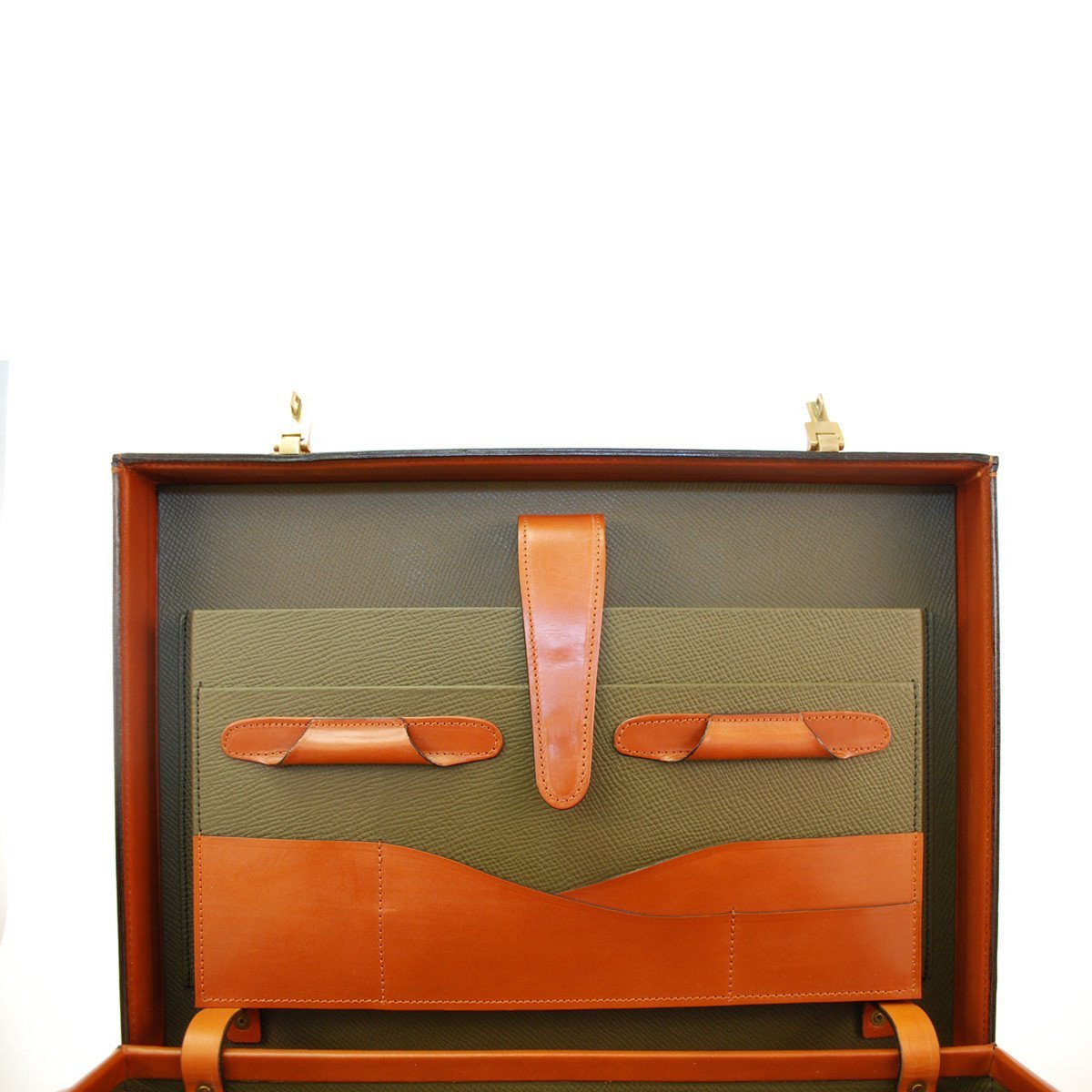 3.5 Inch Lid Over Body Attache Case, BESPOKE | Hand Stitched | English Bridle Leather | Sterling and Burke-Attache-Sterling-and-Burke