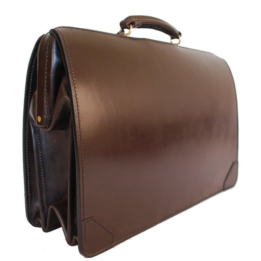 Top Frame Briefcase, Havana | Document Briefcase | Hand Stitched | Dark Brown English Bridle Leather | Sterling and Burke-Top Frame-Sterling-and-Burke