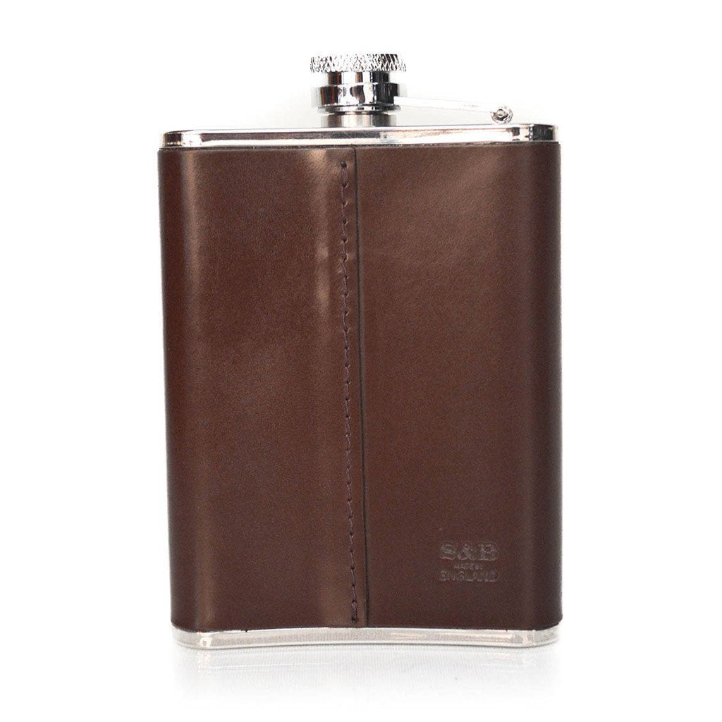 Leather Flask | Hip Flask | Initials | English Bridle Leather | Tan, Brown, Black, Navy | 6 oz. | Sterling and Burke-Flask-Sterling-and-Burke