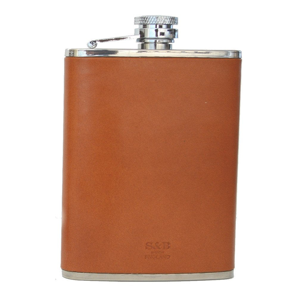 Leather Flask | Hip Flask | Initials | English Bridle Leather | Tan, Brown, Black, Navy | 6 oz. | Sterling and Burke-Flask-Sterling-and-Burke