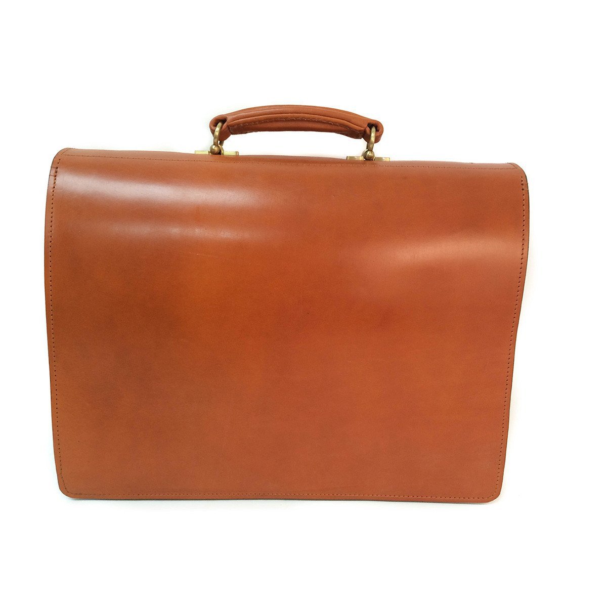 Sterling & Burke Single Gusset Document Case in Dark London Tan with Brass-Business Bags-Sterling-and-Burke
