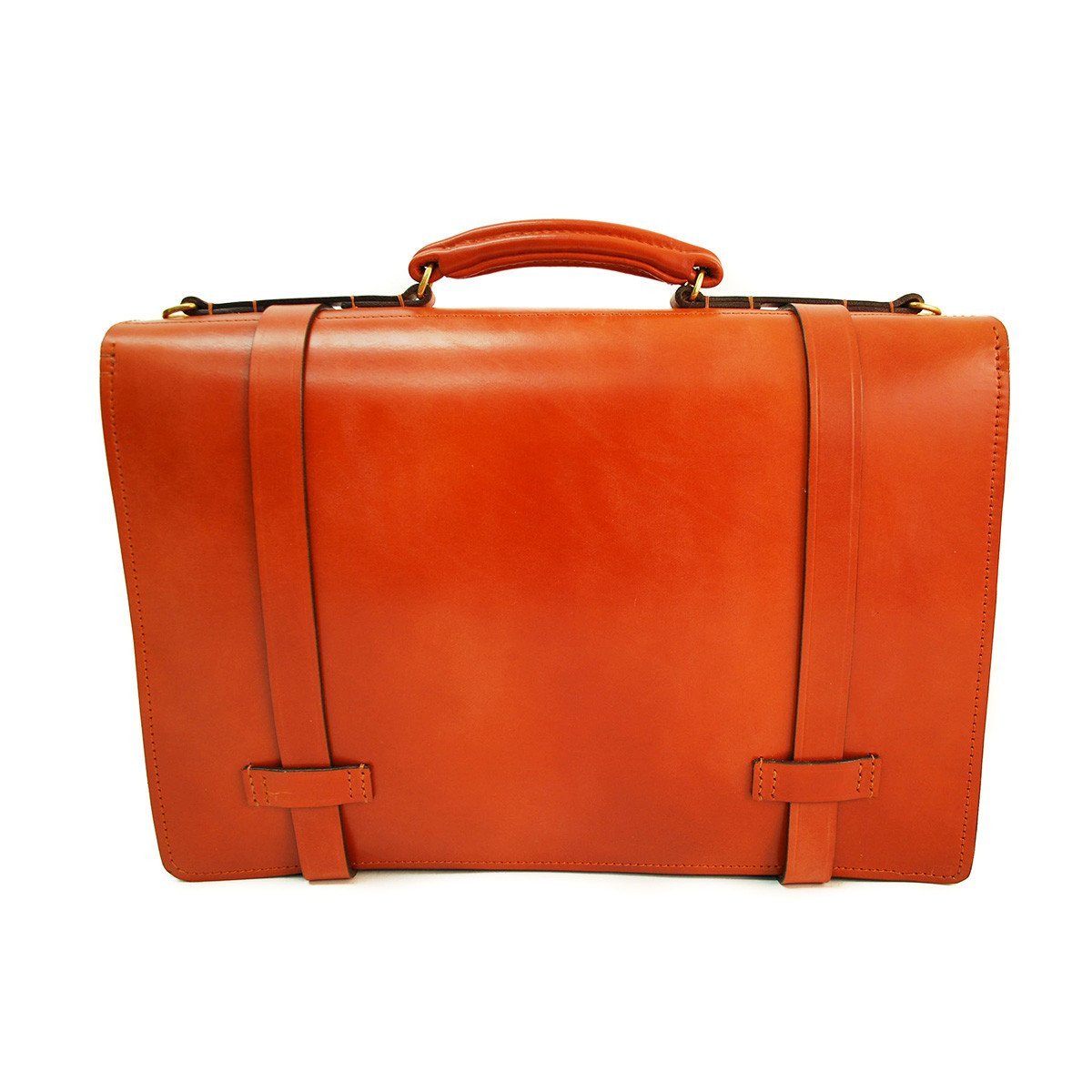 Sterling & Burke Strap Around Document Case in Dark London Tan with Brass-Business Bags-Sterling-and-Burke