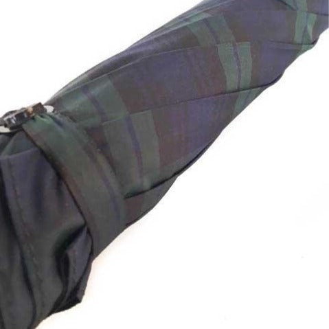 Classic Doorman's Umbrella | Wood Shaft | Chestnut Handle | Size 27 | Black-Watch Tartan Canopy-Doorman Umbrella-Sterling-and-Burke