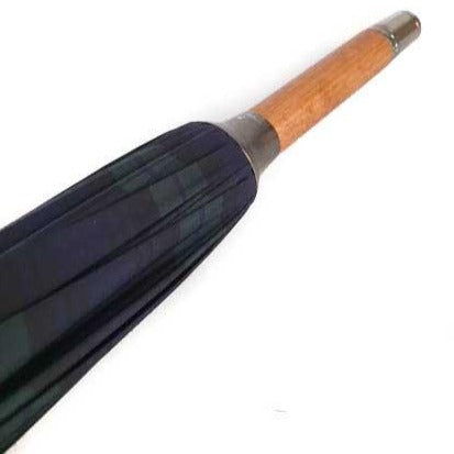 Classic Doorman's Umbrella | Wood Shaft | Chestnut Handle | Size 27 | Black-Watch Tartan Canopy-Doorman Umbrella-Sterling-and-Burke