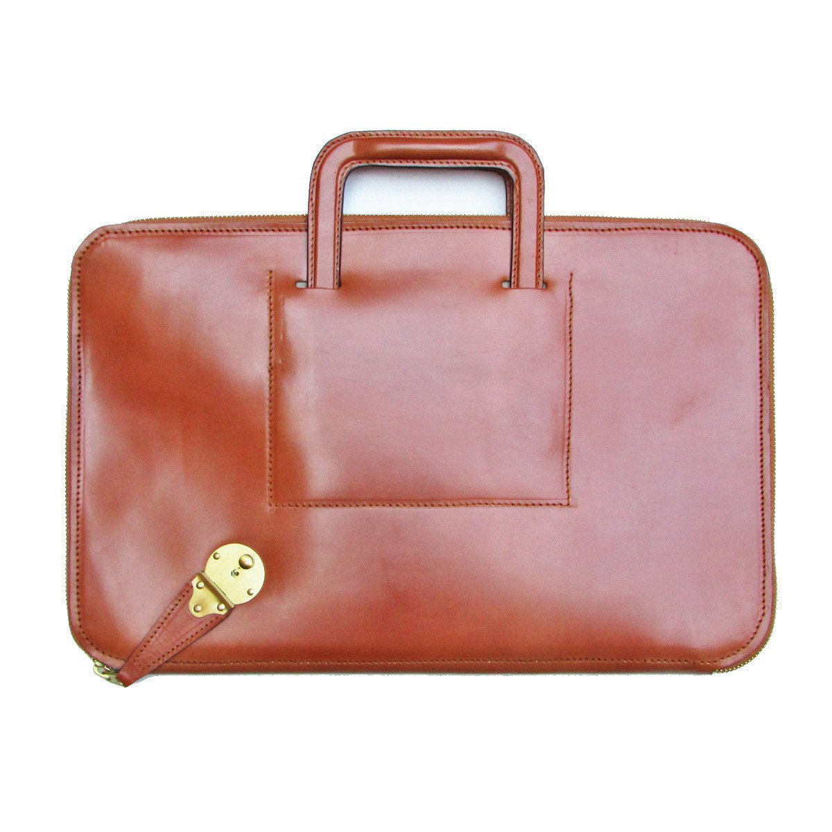 Zip Around Document Case, Dark London Tan | Retractable Handles | English Bridle Leather | Sterling and Burke-Document Case-Sterling-and-Burke