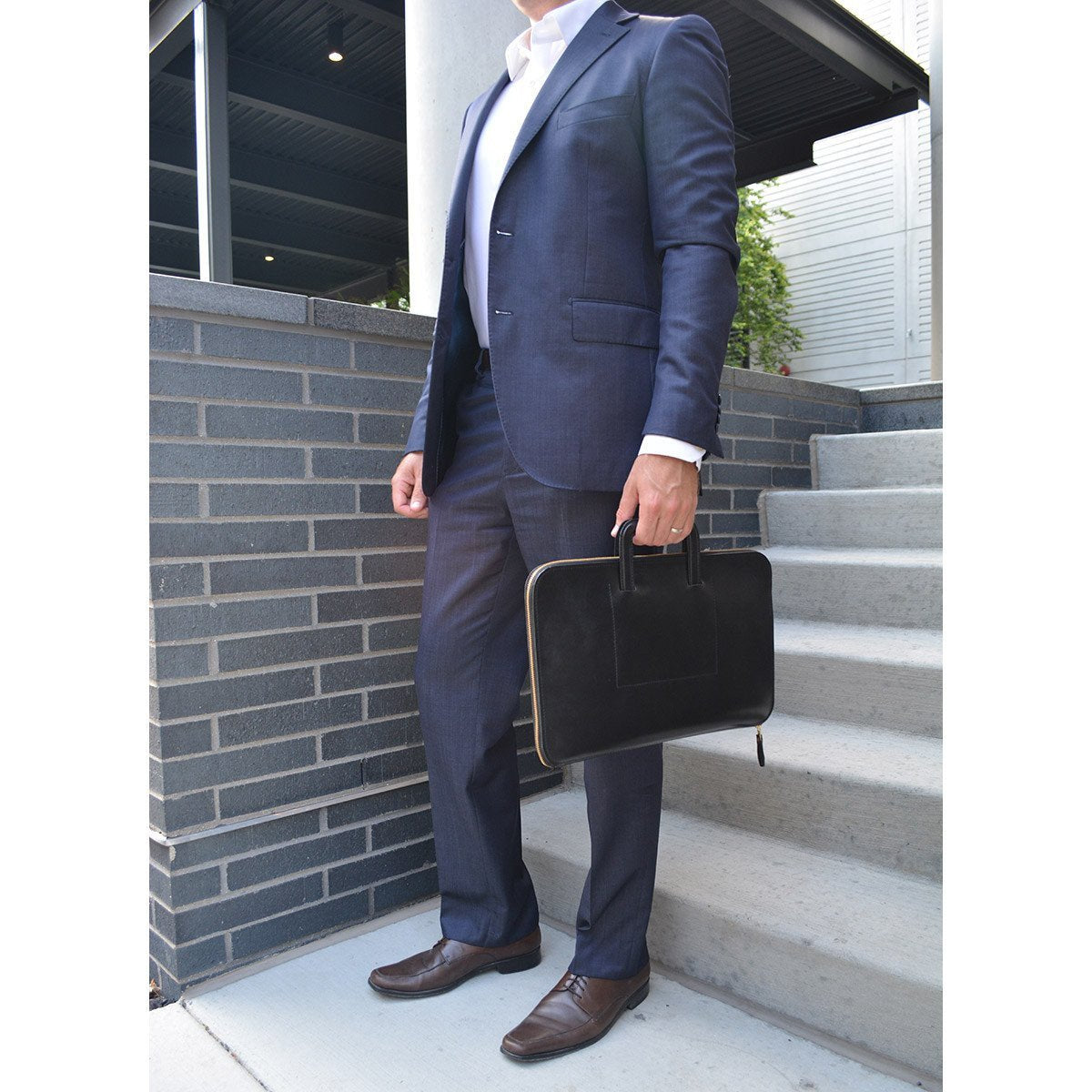 Zip Around Document Case, Dark London Tan | Retractable Handles | English Bridle Leather | Sterling and Burke-Document Case-Sterling-and-Burke