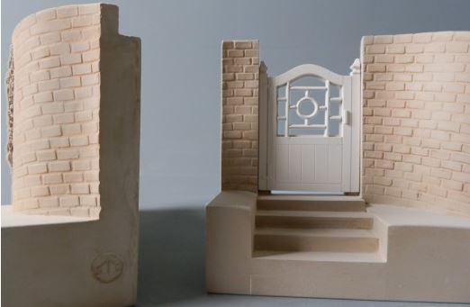Serpentine Walls- UVA Bookends | Custom Serpentine Walls UVA Plaster Model | Extraordinary Quality and Detail | Made in England | Timothy Richards-Desk Accessory-Sterling-and-Burke
