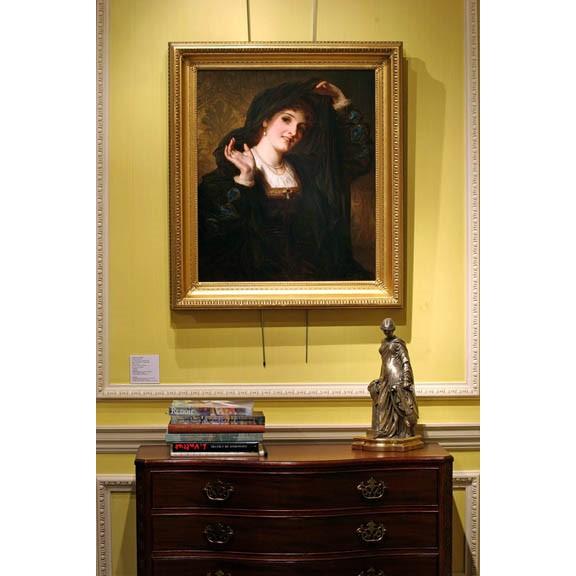 Antique Oil Painting | Olivia Unveiling to Viola, 1879 by Thomas Francis Dicksee | 37" x 32"-Oil Painting-Sterling-and-Burke