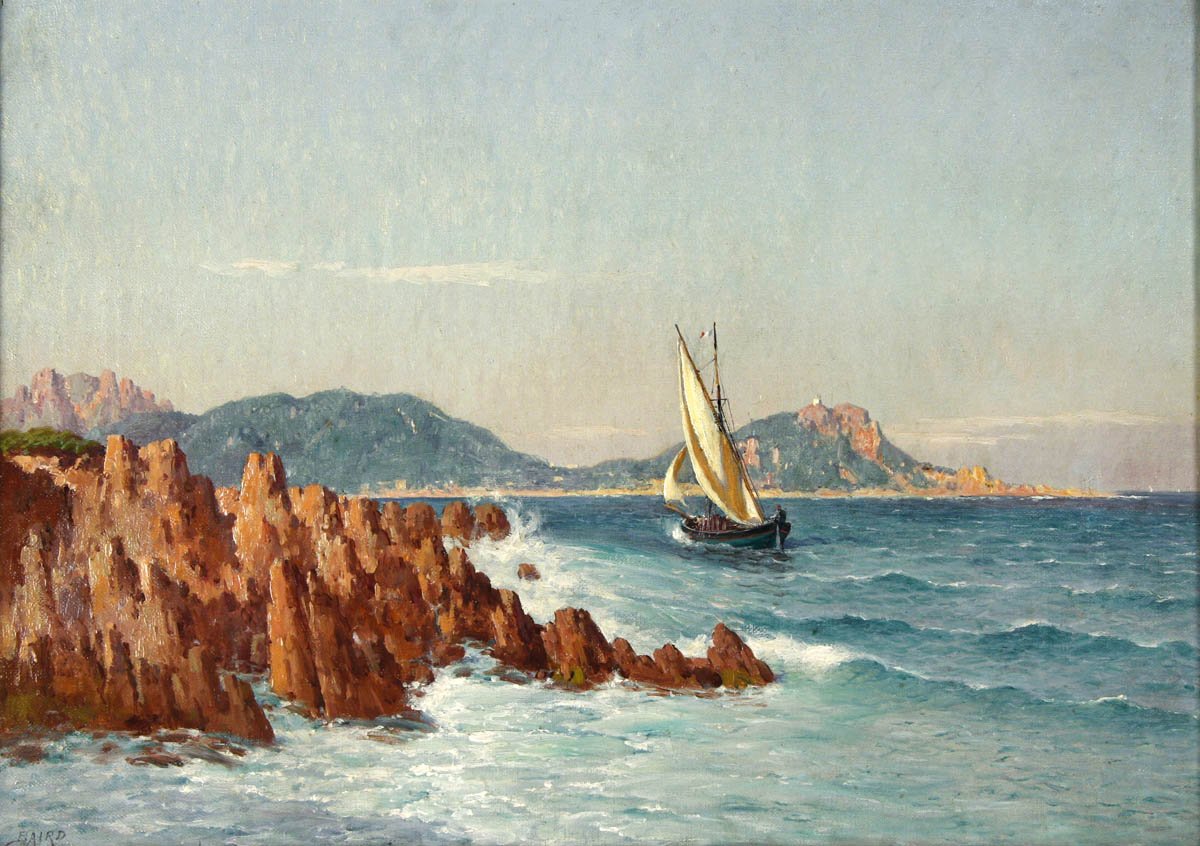 Antique Oil Painting on Canvas | Pres Saint Raphael, France by William Baird | 19.5 x 25"-Oil Painting-Sterling-and-Burke
