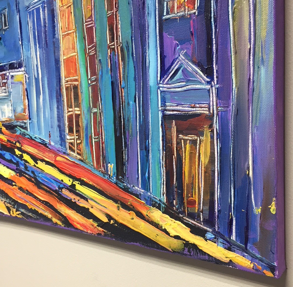 Blue Evening, Georgetown | M Street | Original Oil Painting on Canvas by Zachary Sasim | 24" by 30" | Commission-Oil and acrylic-Sterling-and-Burke