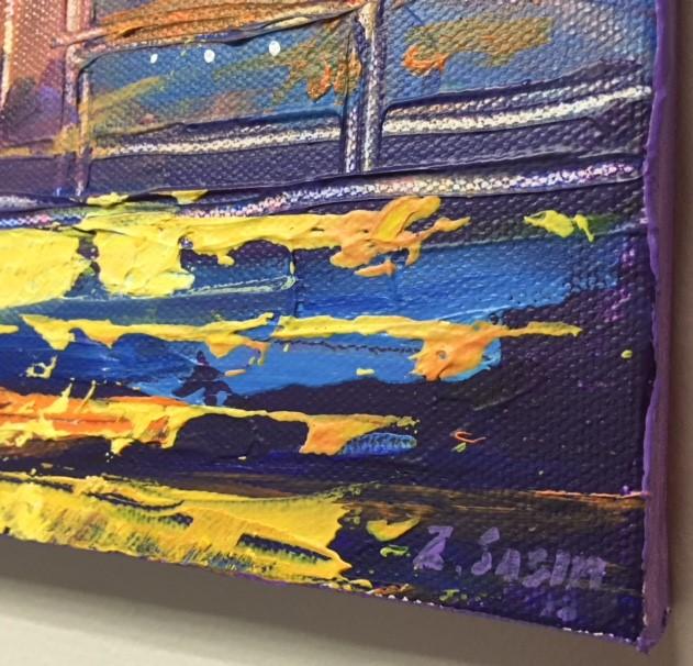 Blue Evening, Georgetown III | M Street | Original DC Themed Painting by Zachary Sasim | 12" by 36" | Commission-Acrylic Painting-Sterling-and-Burke