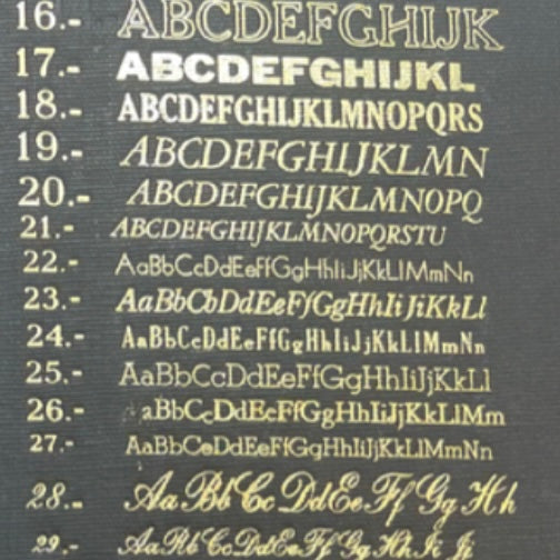 Emboss Book Font Fonts for Hand Embossing and Stamping on Leather Books | Charing Cross ...