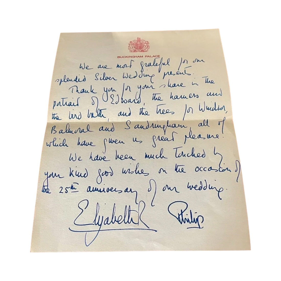 A Royal Thank You!  A Thank You Letter from Queen Elizabeth II and Prince Philip