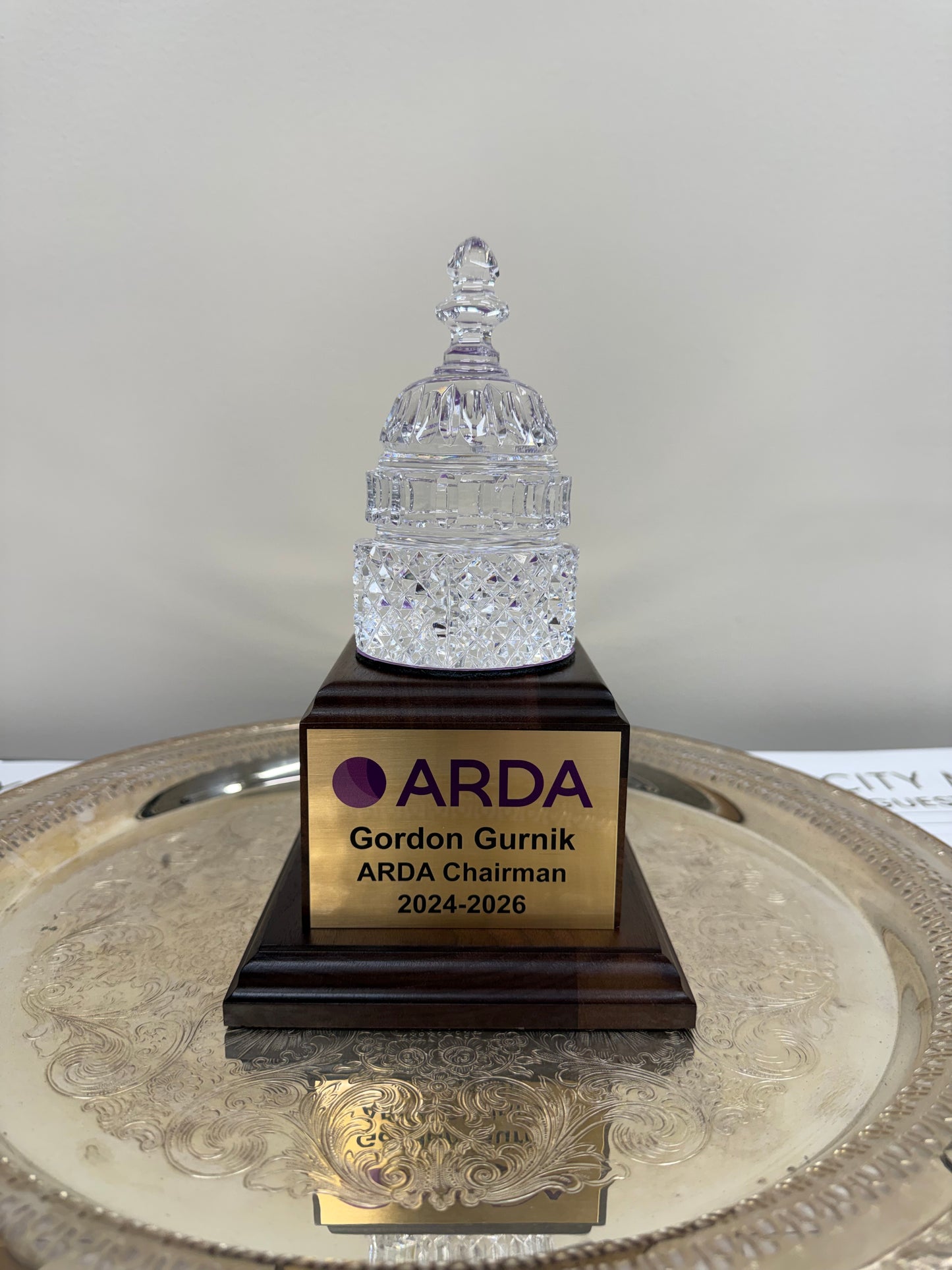 ARDA 2026 | Waterford Crystal Capitol Dome Award Gift on Walnut Base