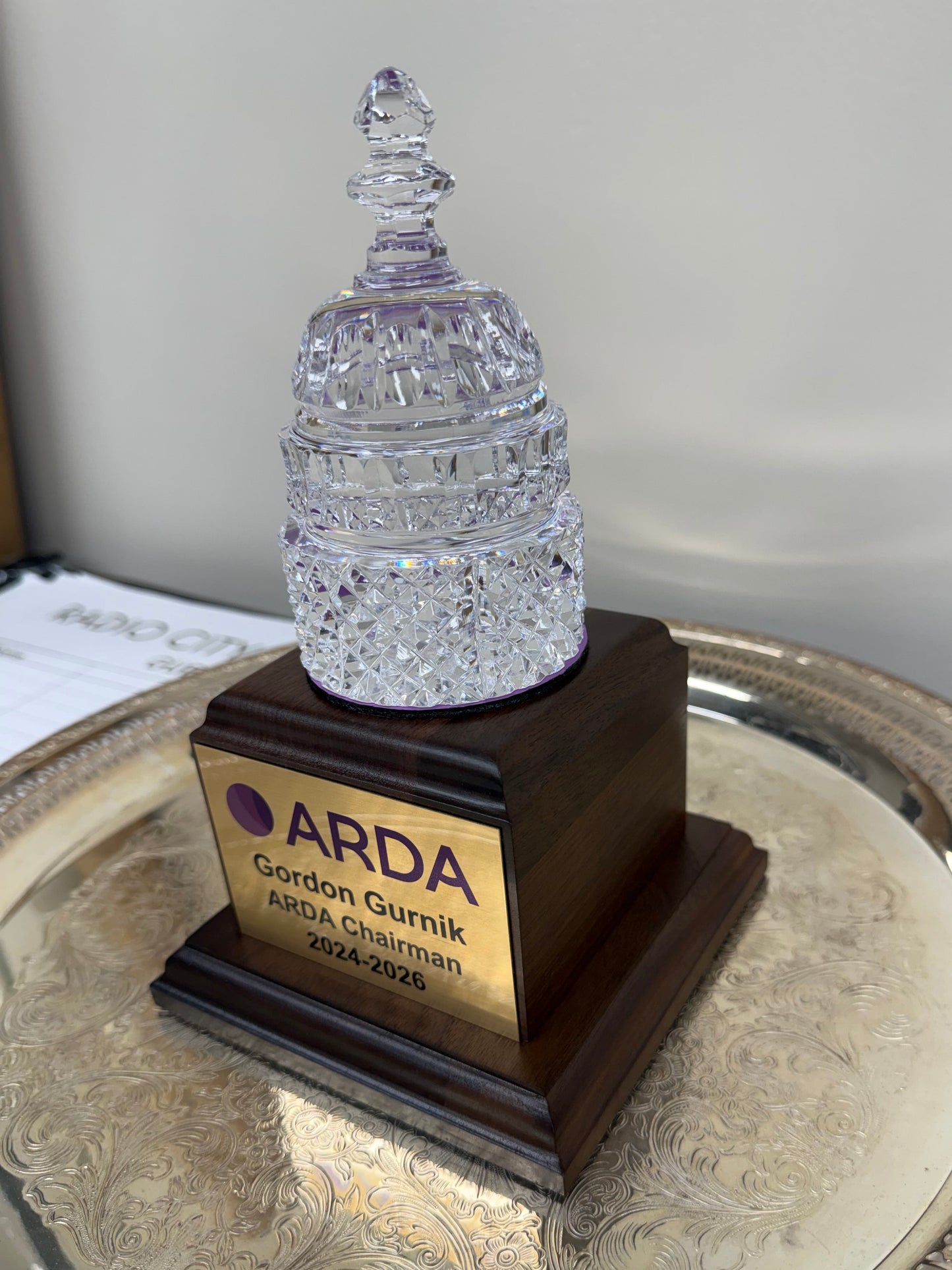 ARDA 2026 | Waterford Crystal Capitol Dome Award Gift on Walnut Base