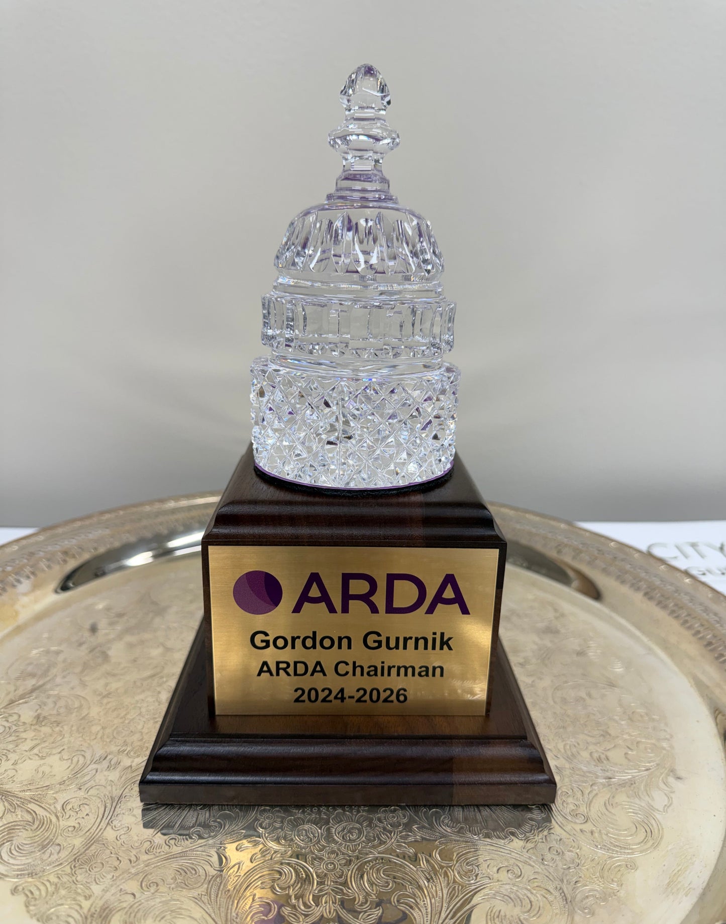ARDA 2026 | Waterford Crystal Capitol Dome Award Gift on Walnut Base