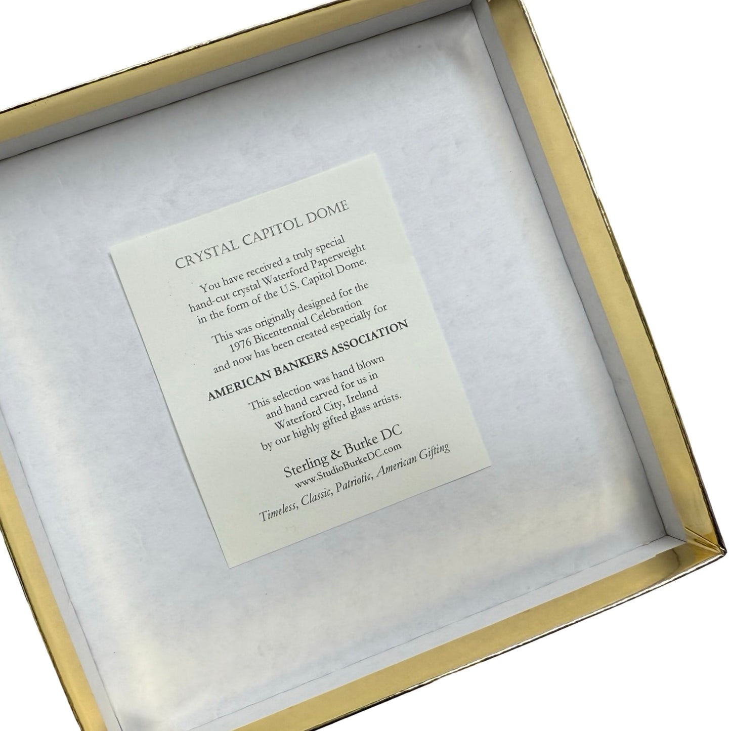 American Bankers Assoc. 2025 | Crystal Capitol Dome on Natural Walnut with Photo Etched Text and Logo on Brass Plate