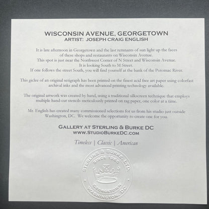 Georgetown Univ Art | Georgetown University | Wisconsin Avenue | Georgetown, Washington, DC | Artist Craig English | 14 by 18 Inches