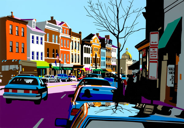 Georgetown Univ Art | Georgetown University | Wisconsin Avenue | Georgetown, Washington, DC | Artist Joseph Craig English | 11 by 14 Inches-Giclee Print-Sterling-and-Burke