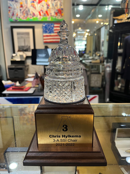 3-A Sanitary Standards | Waterford Crystal Capitol Dome Award on Natural Walnut with Engraved Brass Plate