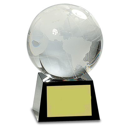 Crystal Globe Paperweight | 4.5 Inch Diameter on Crystal Base | Hand Blown and Hand Made