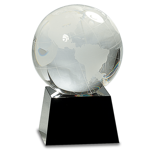 Crystal Globe Paperweight | 4.5 Inch Diameter on Crystal Base | Hand Blown and Hand Made