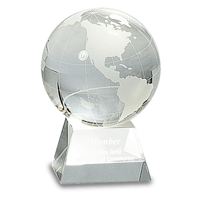 Crystal Globe Paperweight | 4.5 Inch Diameter on Crystal Base | Hand Blown and Hand Made