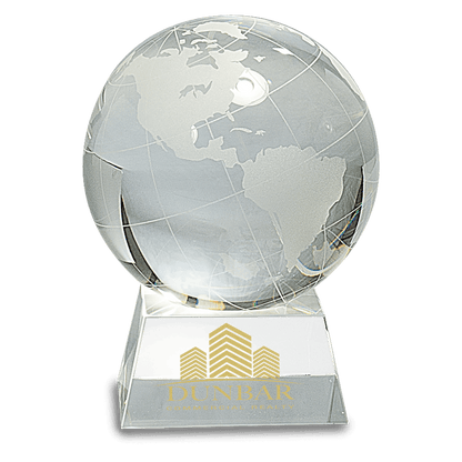 Crystal Globe Paperweight | 4.5 Inch Diameter on Crystal Base | Hand Blown and Hand Made