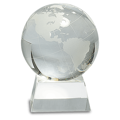 Crystal Globe Paperweight | 4.5 Inch Diameter on Crystal Base | Hand Blown and Hand Made