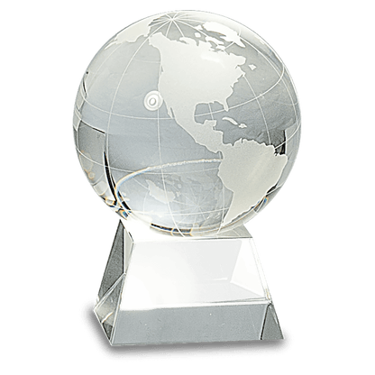 Crystal Globe Paperweight | 4.5 Inch Diameter on Crystal Base | Hand Blown and Hand Made