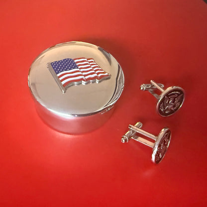 Embassy of Bahrain | 2026 | Diplomatic Gift | Pewter Jewel Box and Cufflinks | Patriotic Gifts